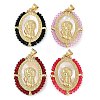 Rack Plating Brass Pave Shell Religion Virgin Mary Pendants KK-U032-01G-C-1