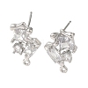 Brass with Clear Cubic Zirconia Stud Earring Findings KK-G499-06P-1