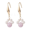 Round Natural Kunzite & Shell Pearl Beads Dangle Earring EJEW-TA00038-02-1