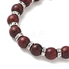Dyed Imitation Burmese Wood Round Beadeed Stretch Bracelets Sets for Men Women BJEW-JB12355-03-4