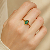 2Pcs 2 Colors Stainless Steel with Synthesis Gemstone Adjustable Cuff Rings RJEW-GO0001-27A-5