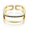 Brass Micro Pave Cubic Zirconia Cuff Rings RJEW-S045-55A-G-NR-2