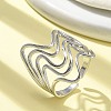 304 Stainless Steel Wave Open Cuff Ring for Women RJEW-M025-01P-1