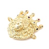 Brass Micro Pave Colorful Cubic Zirconia Lion Head Connector Charms KK-H529-12G-2