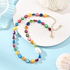Dyed Natural Shell Nuggets & Shell Pearl Beaded Necklaces NJEW-JN06394-1