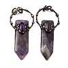 Natural Amethyst Sword Shape Big Pendants G-Q350-07I-1