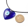 Heart with Evil Eye Lampwork Pendant Necklace with Leather Cord for Women NJEW-JN03924-01-5