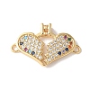 Brass Micro Pave Cubic Zirconia Heart Connector Charms KK-A252-28G-02-1