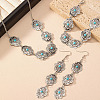 Oval Alloy & Synthetic Turquoise Pendant Necklaces & Dangle Earrings & Link Bracelets Sets FS-WGAAC5F-01-3
