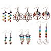 ANATTASOUL 6 Pairs 6 Style Natural Mixed Gemstone Tree of Life Dangle Earrings EJEW-AN0003-18-1