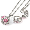 Brass Enamel with Rhinestone Pendant Necklaces NJEW-G089-09C-05-1
