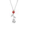 Valentine's Day Brass Pave Clear Cubic Zirconia Rose Flower Pendant 304 Stainless Steel Cable Chain Necklaces for Women WG1B5AB-03-2