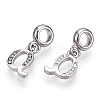 Platinum Rack Plating Alloy Rhinestone European Dangle Charms PALLOY-T048-36P-Q-2