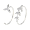 999 Sterling Silver Leaf Pull Through Earrings EJEW-P296-27S-1