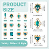 48Pcs 12 Styles Alloy Rhinestone Cabochons MRMJ-TA0001-45A-4