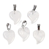 Natural Quartz Crystal Heart Pendants G-H073-03P-15-1