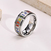 Rainbow Color Pride Flag Rune Words Odin Norse Viking Amulet Enamel Rotating Ring RABO-PW0001-037A-4