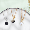 Flat Round with Letter Alloy Enamel Wine Glass Charms AJEW-AB00184-21-4