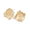 Brass Micro Pave Clear Cubic Zirconia Flat Round Stud Earring Findings KK-H524-08G-2