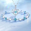Heart Alloy Rhinestone Pendant Necklaces & Link Bracelets Sets FS-WGED12D-01-1