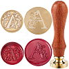 CRASPIRE 2Pcs 2 Styles Golden Tone Brass Wax Seal Stamp Head AJEW-CP0007-48B-06-1