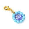 Flat Round with Smiling Face Glass Seed Pendant Decorations HJEW-MZ00092-5