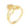 Clear Cubic Zirconia Initial Letter with Crown Adjustable Ring RJEW-M139-17X-1