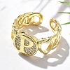 Brass Micro Pave Clear Cubic Zirconia Open Cuff Rings for Women RJEW-K289-02G-P-3