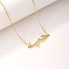 Cubic Zirconia Wave Pendant Necklace with Golden Brass Chains RP3424-2-4