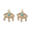 Brass Clear & Cyan Cubic Zirconia Pendants KK-E068-VA196-2-2