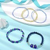 5Pcs 5 Style Natural Lapis Lazuli & Lampwork Evil Eye & Seed Beaded Stretch Bracelets Set BJEW-JB09616-01-2