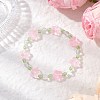 Plum Blossom Flower Glass Beads Stretch Bracelets for Women BJEW-JB12138-01-1