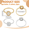 2Pcs 2 Colors Brass & Cat's Eye Finger Rings for Women RJEW-GO0001-24-2