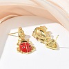 Ladybug Brass Micro Pave Cubic Zirconia Dangle Stud Earrings for Women EJEW-A167-17G-3