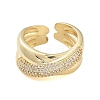 Rack Plating Brass Pave Cubic Zirconia Rings for Women RJEW-B064-09G-2