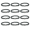 12Pcs 12 Style Twelve Constellations 304 Stainless Steel & Natural Lava Rock Beaded Stretch Bracelets Set BJEW-JB09463-1