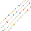 Faceted Cube Glass & ABS Plastic Imitation Pearl Beaded Chains CHS-G026-02KCG-03-1-1