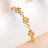 Heart & Oval Brass Micro Pave Cubic Zirconia Link Chain Bracelets for Women BJEW-A163-03G-03-1