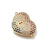 Brass Micro Pave Cubic Zirconia Heart Connector Charms KK-D431-062B-G-2