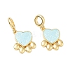 Brass Enamel Paw Print European Dangle Charms KK-L256-08G-1