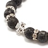 Round Natural Lava Rock with Alloy Beads Stretch Bracelet BJEW-JB07459-4
