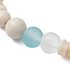 Bohemia Style Natural Fossil & Freshwater Shell & Glass Beads Stretch Bracelets for Women BJEW-JB11865-02-3