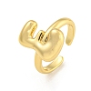 Brass Letter Open Cuff Rings for Women RJEW-G313-01E-G-1