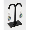 Stylish Alloy Abalone Shell/Paua ShellTeardrop Dangle Earrings LS-EJEW-H139-1-2