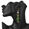 304 Stainless Steel Glass Seed Beads Christmas Tree Dangle Earrings EJEW-MZ00485-3
