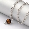 Natural Tiger Eye Sphere Dowsing Pendulums X-BJEW-E292-A09-5