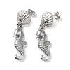 Texture Sea Horse 304 Stainless Steel Dangle Earrings EJEW-L283-024P-1