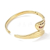 304 Stainless Steel Rhinestone Leaf Hinged Bangles for Women BJEW-C071-13G-02-4