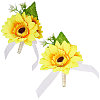 CRASPIRE 2Pcs Artificial Silk Sunflower Boutonniere Brooch JEWB-CP0001-01-1