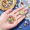 100Pcs 10 Styles Round Baking Paint Pearlized Glass Pearl Connector Charms PALLOY-CJ00118-4